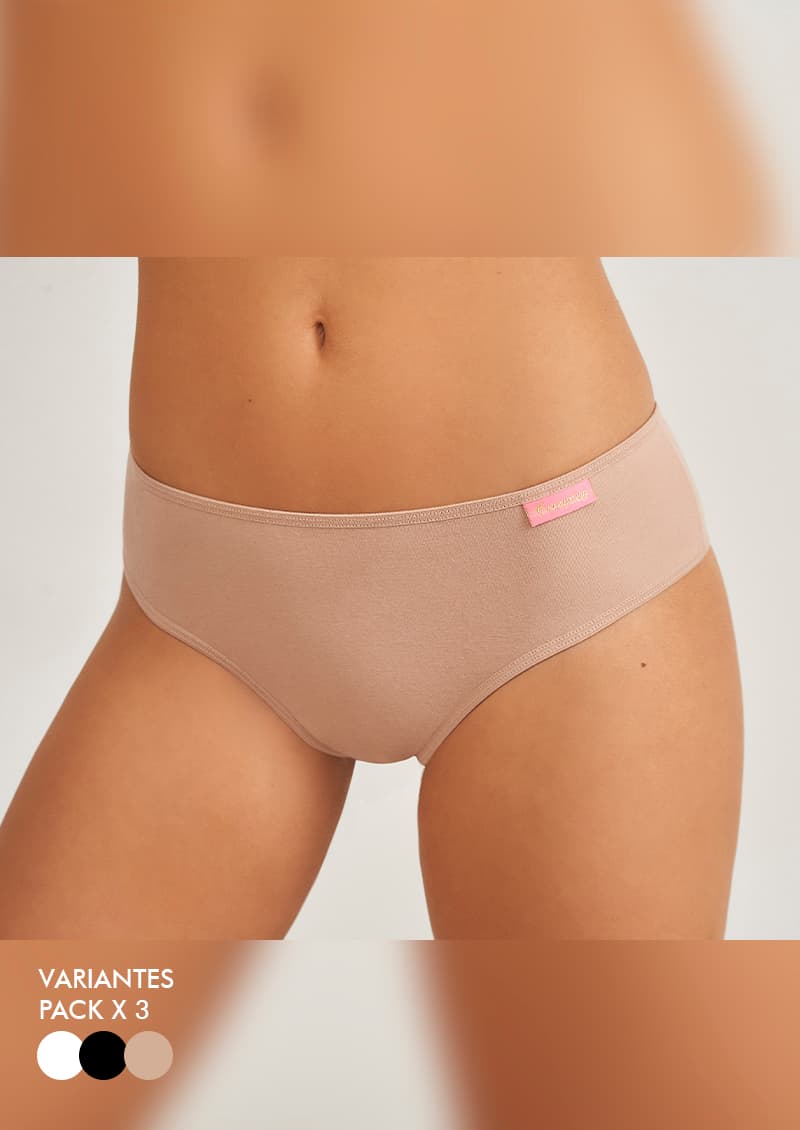 Pack x3 culotte less algodón blanco rosa celeste - Marcela Koury