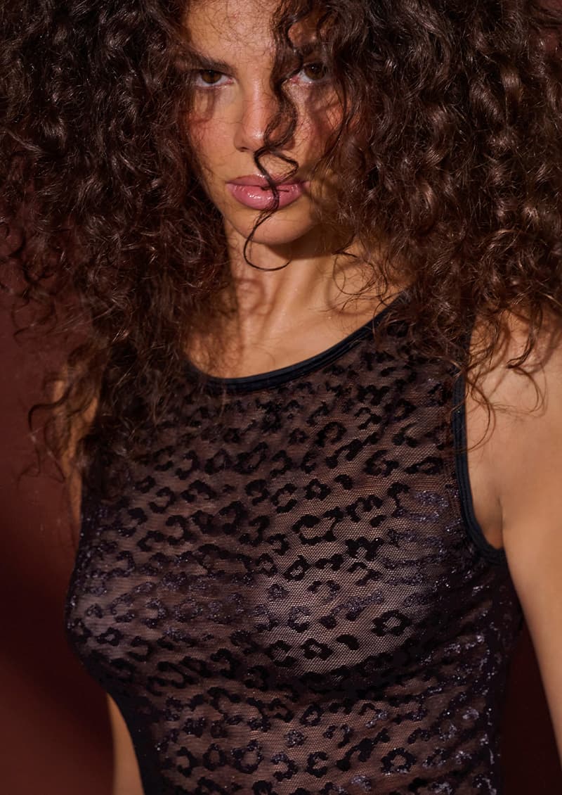 Body Natasha nougat encaje animal print detalle del encaje - Make You